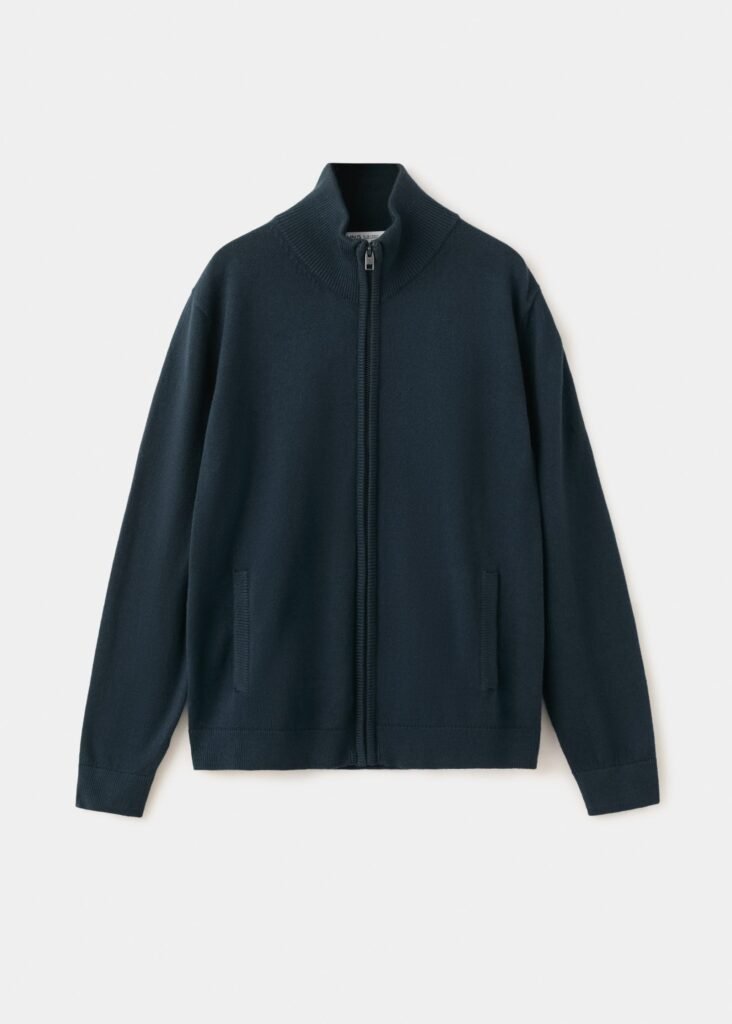 Cardigan de malha com fecho de correr