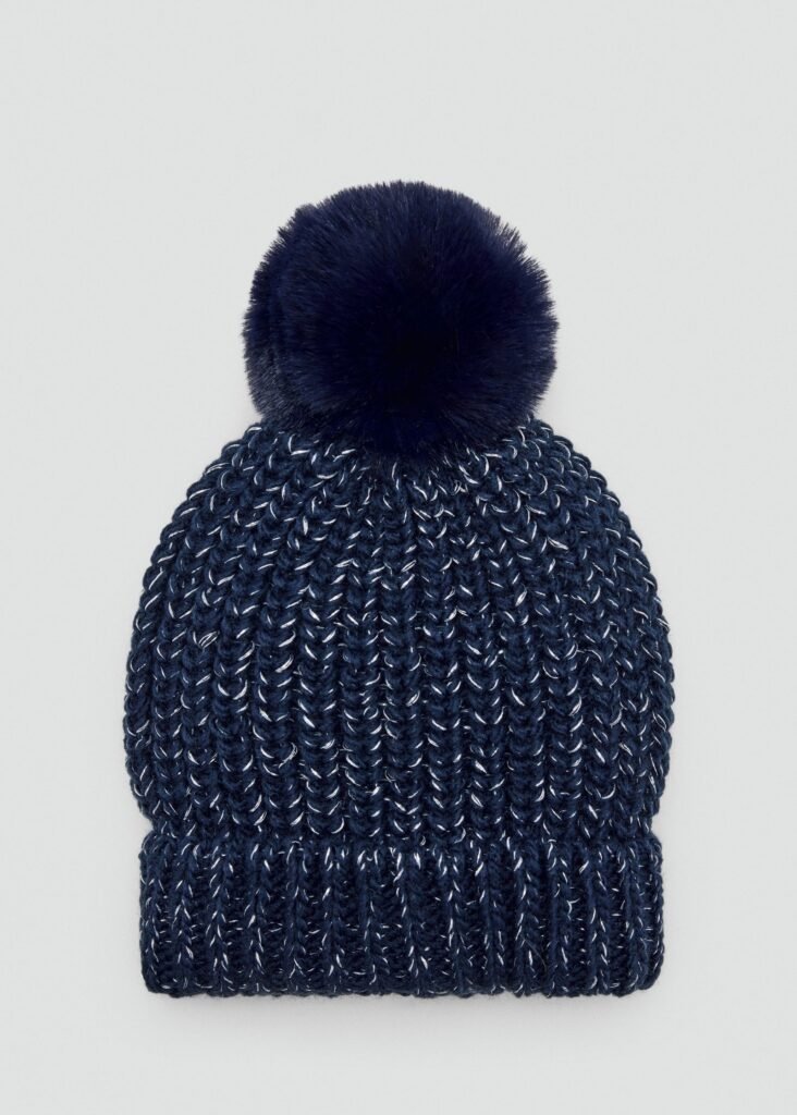 Gorro de malha metalizada com pompom