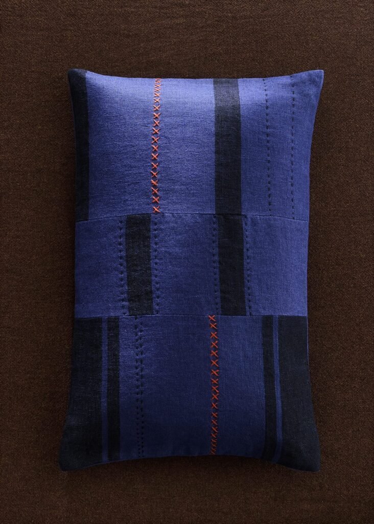 Capa de almofada decorativa de patchwork de linho 40x60 cm