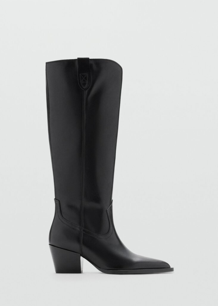 Bota de pele com salto de bloco