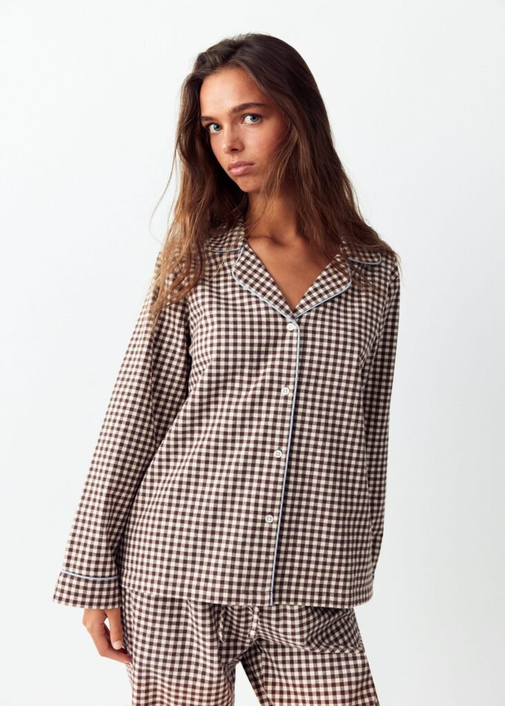 Pijama de algodão de quadrados vichy