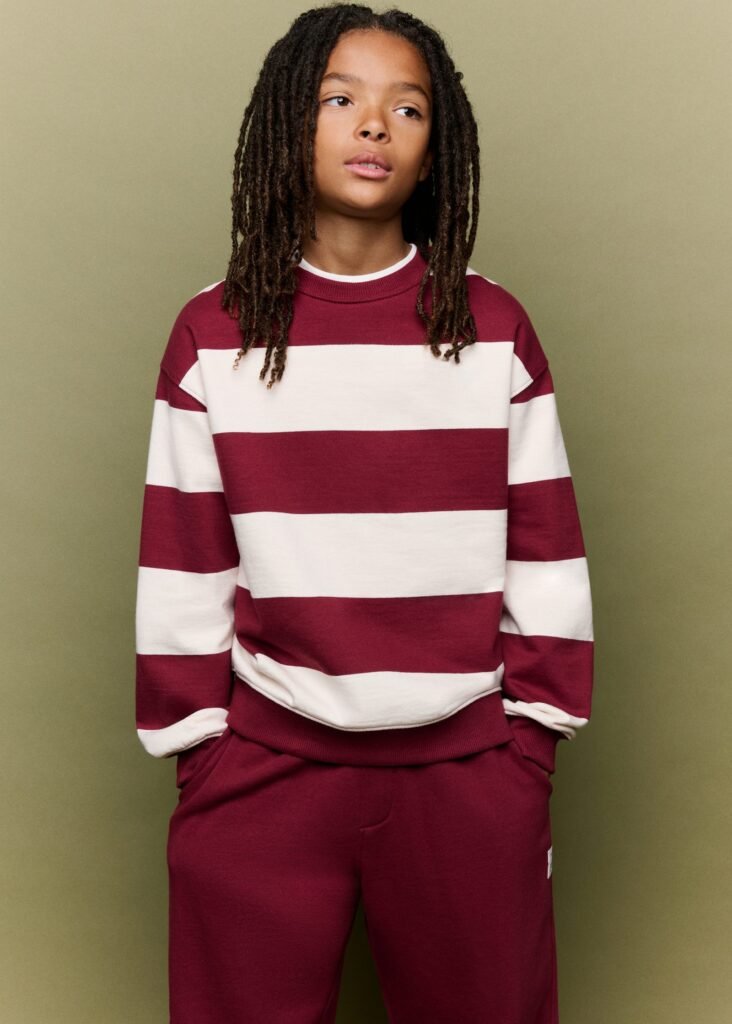 Sweatshirt de algodão às riscas