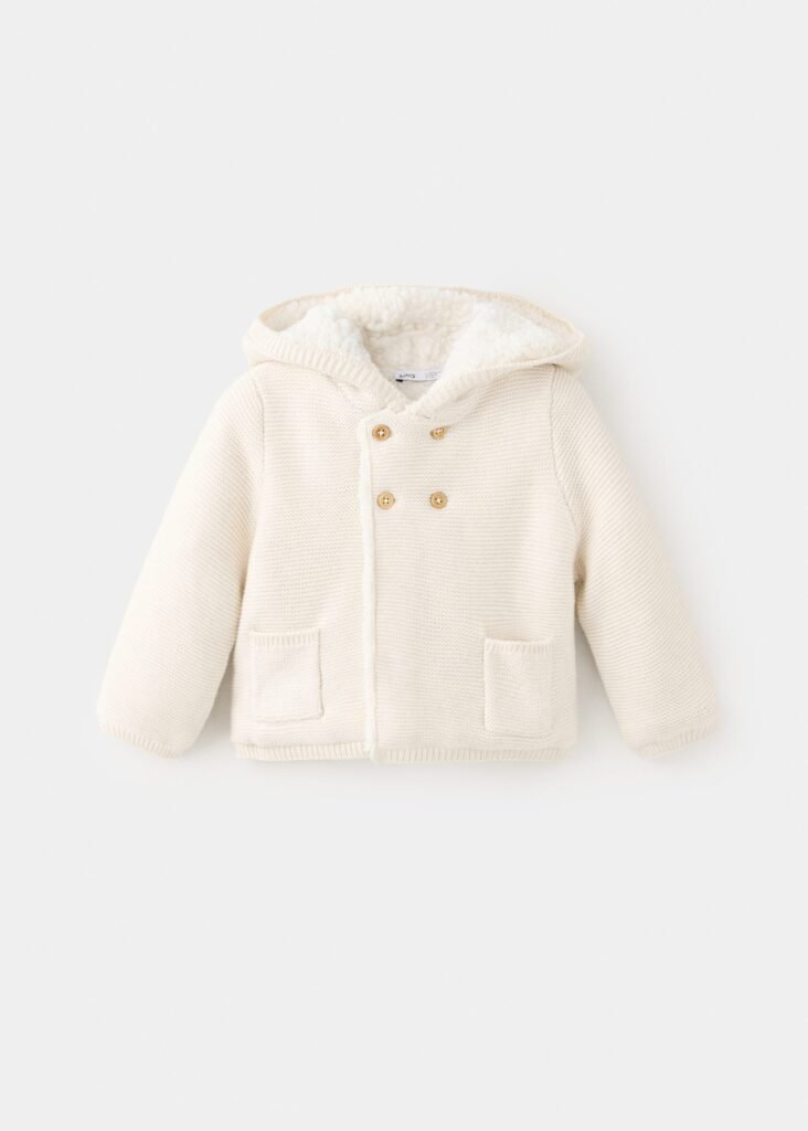 Cardigan de malha com capuz e efeito de velocino