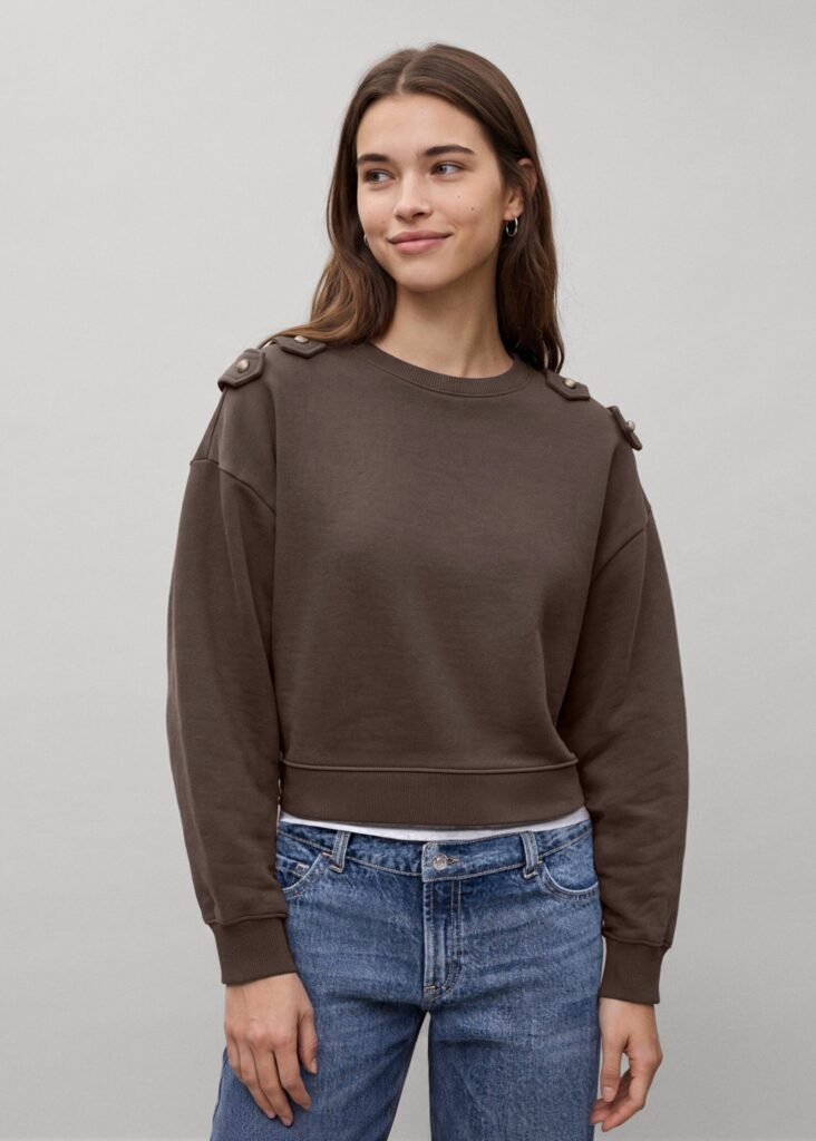 Sweatshirt de algodão com botões nos ombros