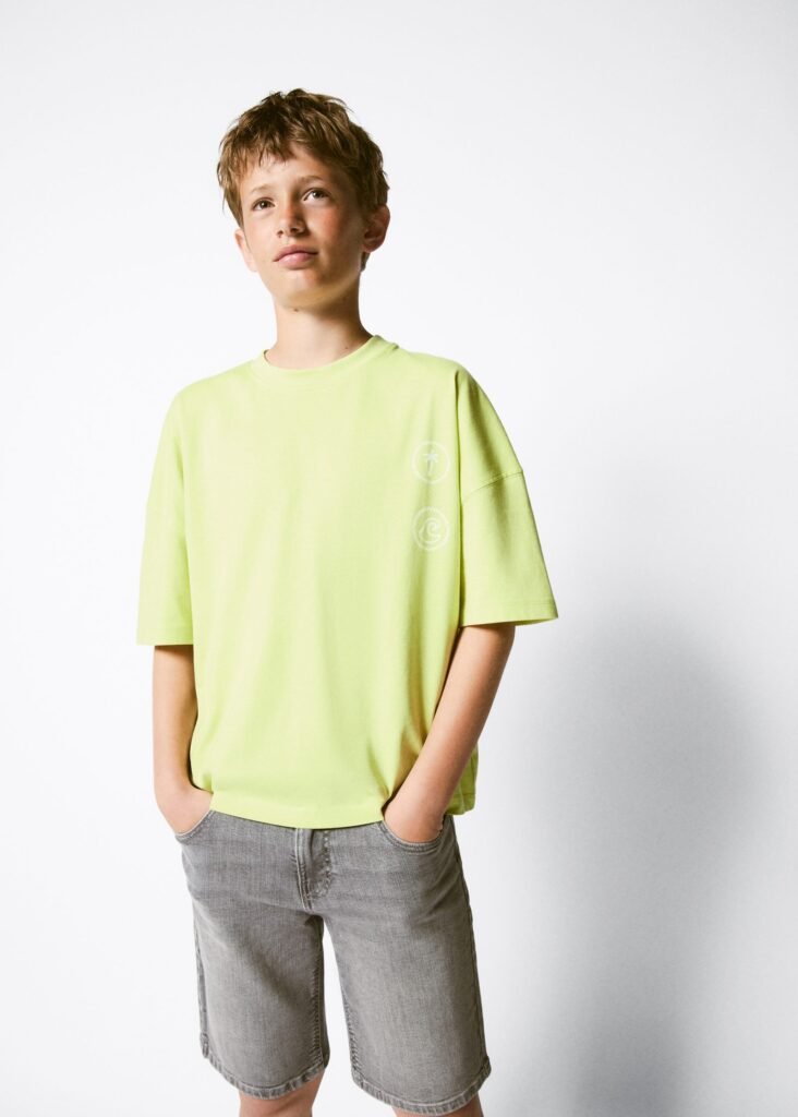 T-shirt boxy de algodão estampada