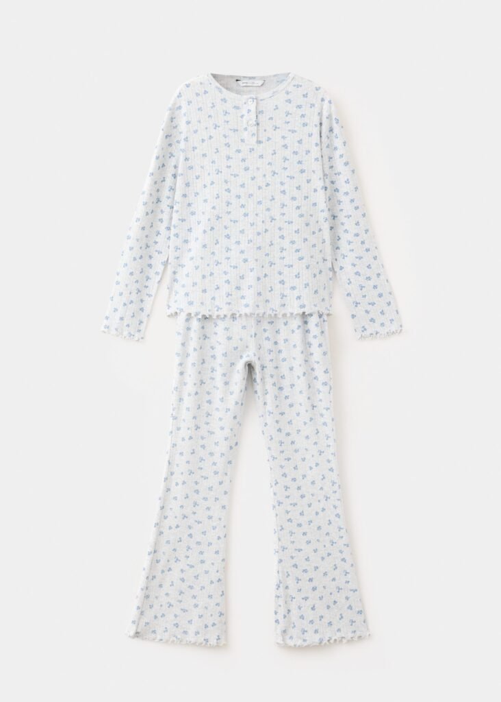 Pijama comprido com estampado floral
