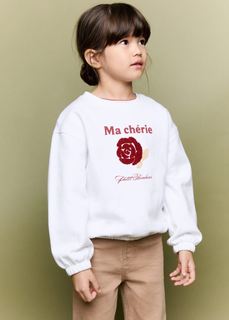 Sweatshirt estampada com base rufada