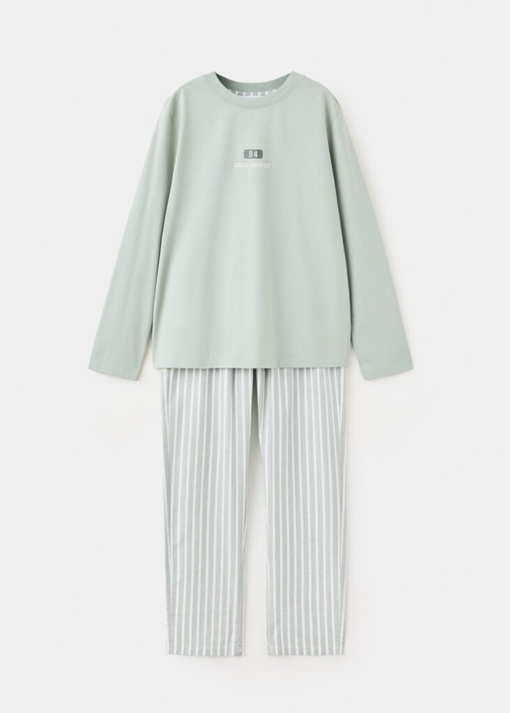 Pijama completo de algodão estampado