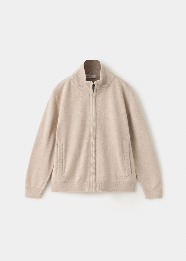 Cardigan de 100% algodão com fecho de correr