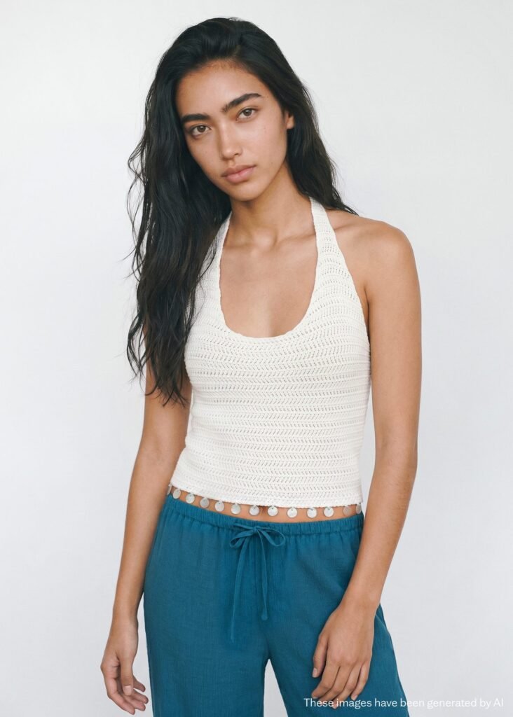 Top halter com detalhe de contas