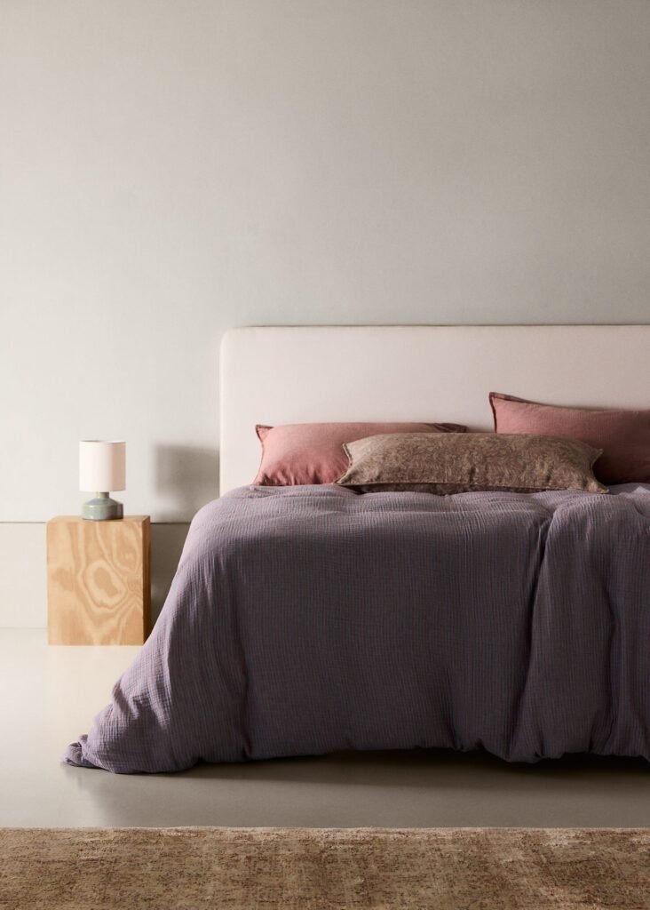 Capa de edredão reversível de gaze de algodão às riscas Cama 180/200 cm