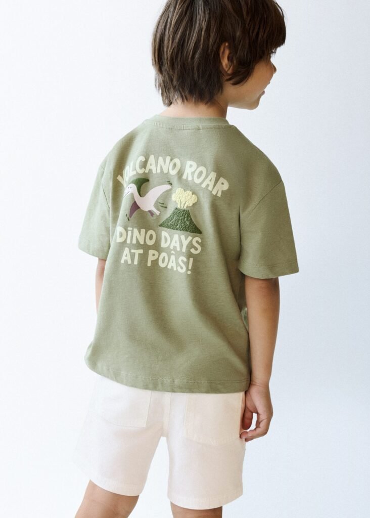 T-shirt estampada algodão linho