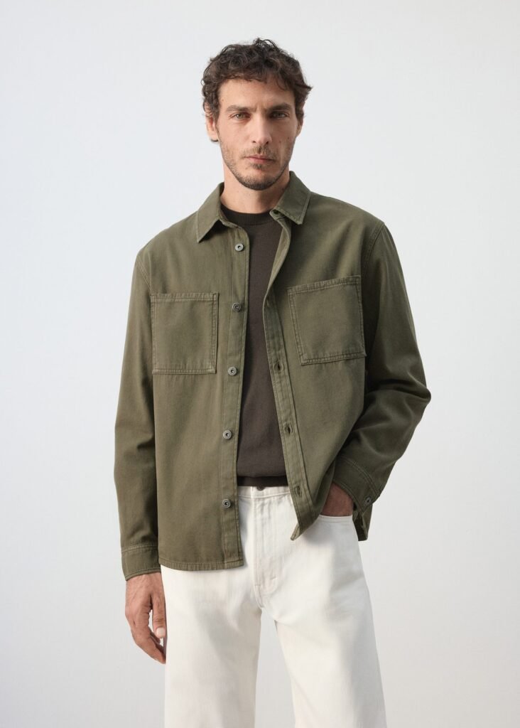 Sobrecamisa de ganga com bolsos