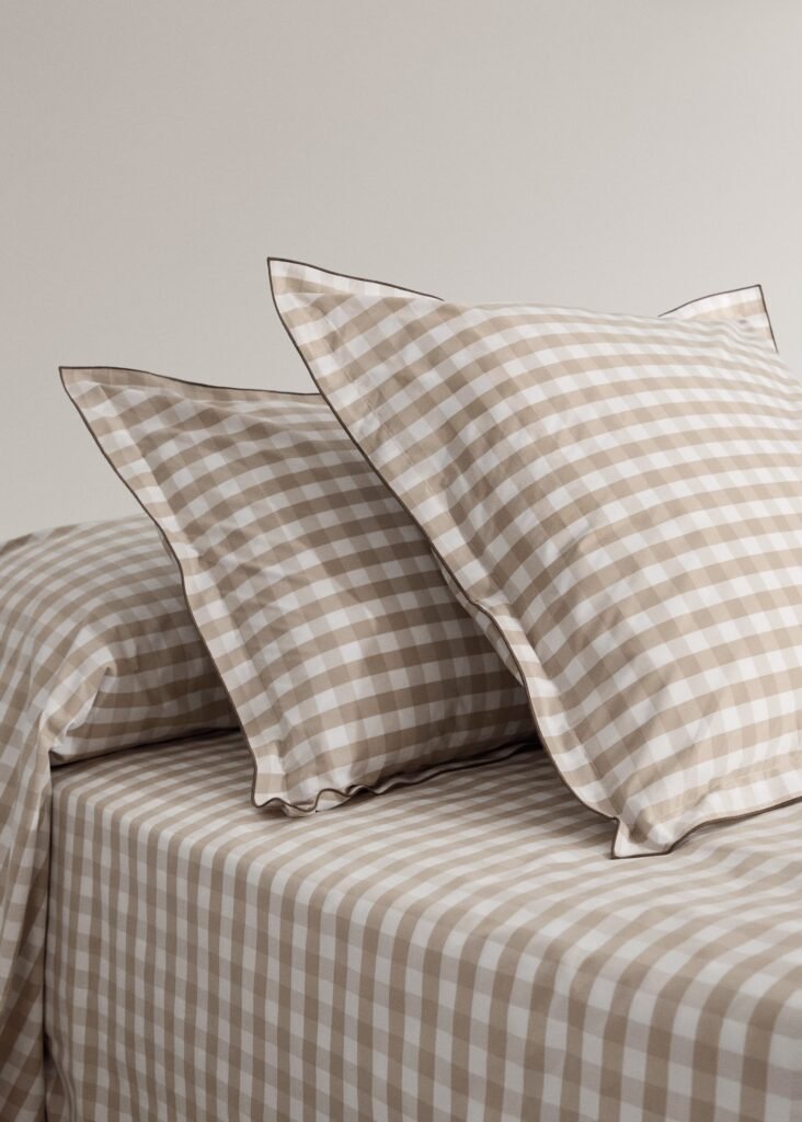 Capas de almofada de percal com quadrados vichy 50x75 cm