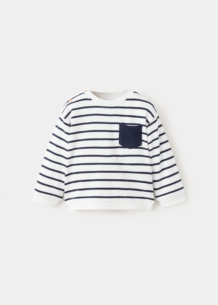 Sweatshirt de algodão às riscas