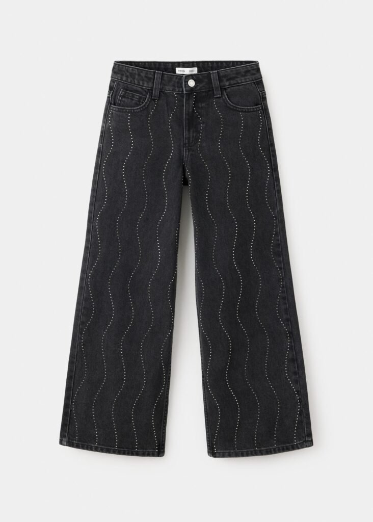Calças de ganga wide leg com brilhos