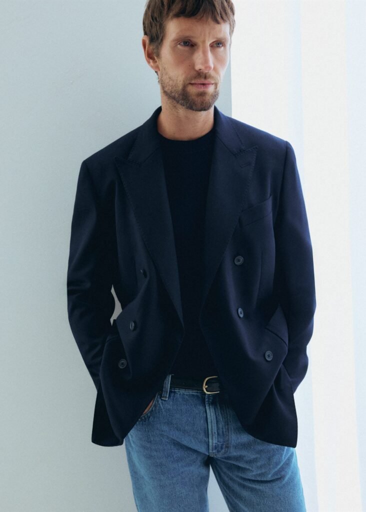 Blazer com mescla de lã slim fit