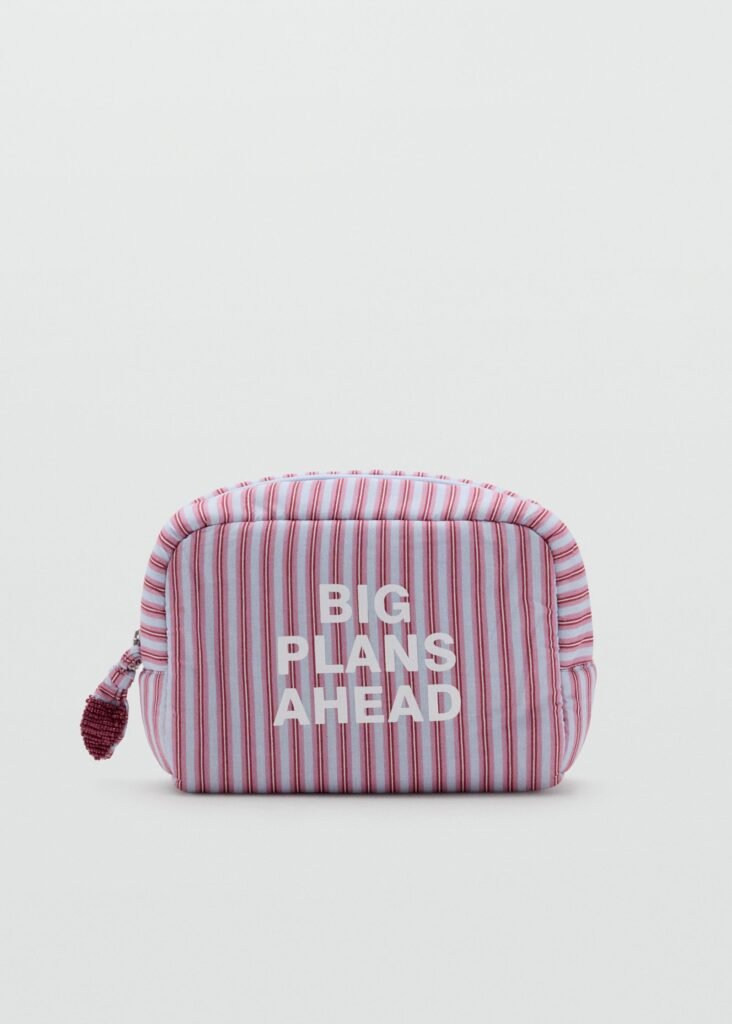 Nécessaire de algodão com riscas estampadas
