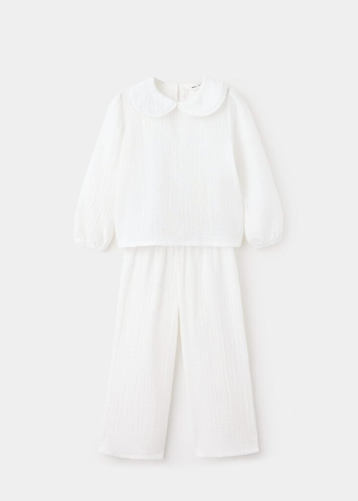 Pijama completo de algodão com textura