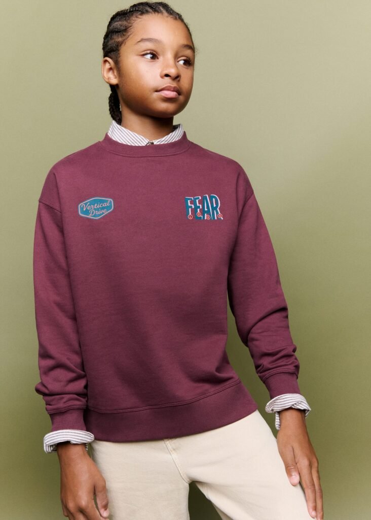 Sweatshirt de algodão com detalhe estampado