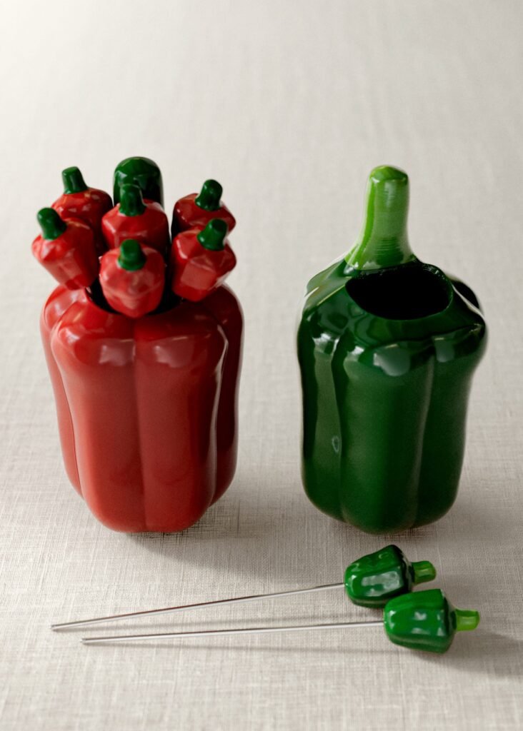 Conjunto de 6 espetos com suporte de pimento