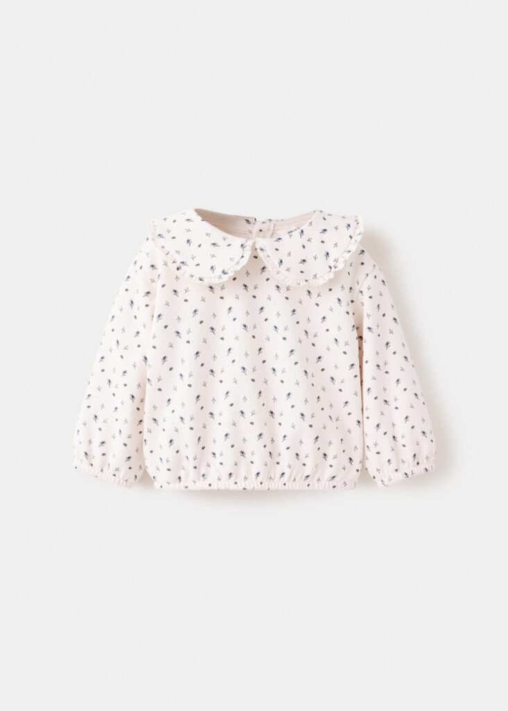 Sweatshirt às flores com gola de bebé