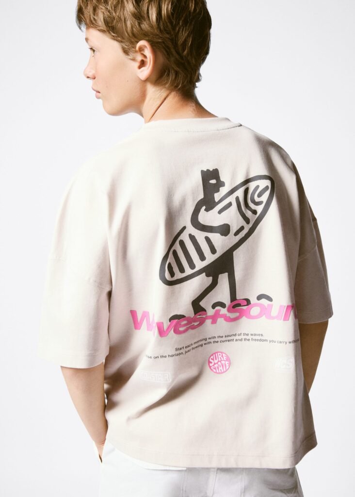 T-shirt boxy fit estampada