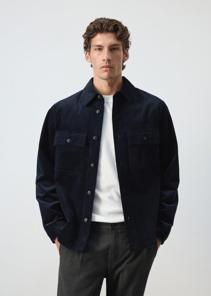 Sobrecamisa de bombazina com bolsos