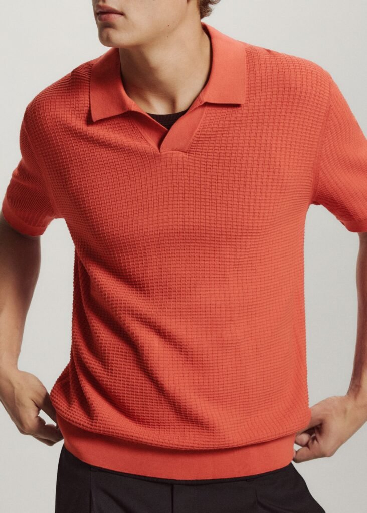 Polo de 100% algodão de malha com estrutura