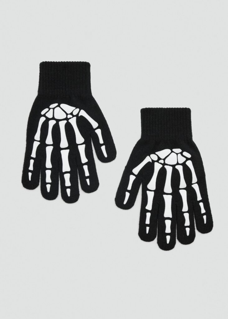Luvas de malha de esqueleto
