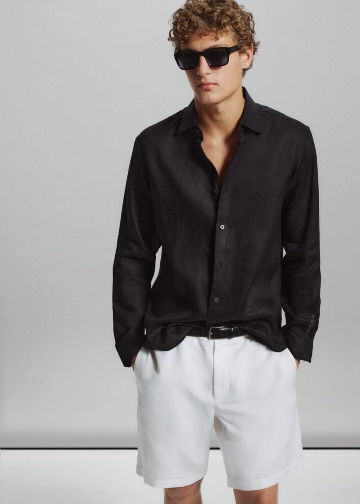 Camisa de 100% linho regular fit