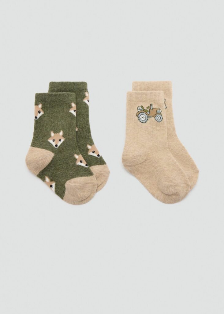Pack de 2 meias de algodão com decoração de quinta