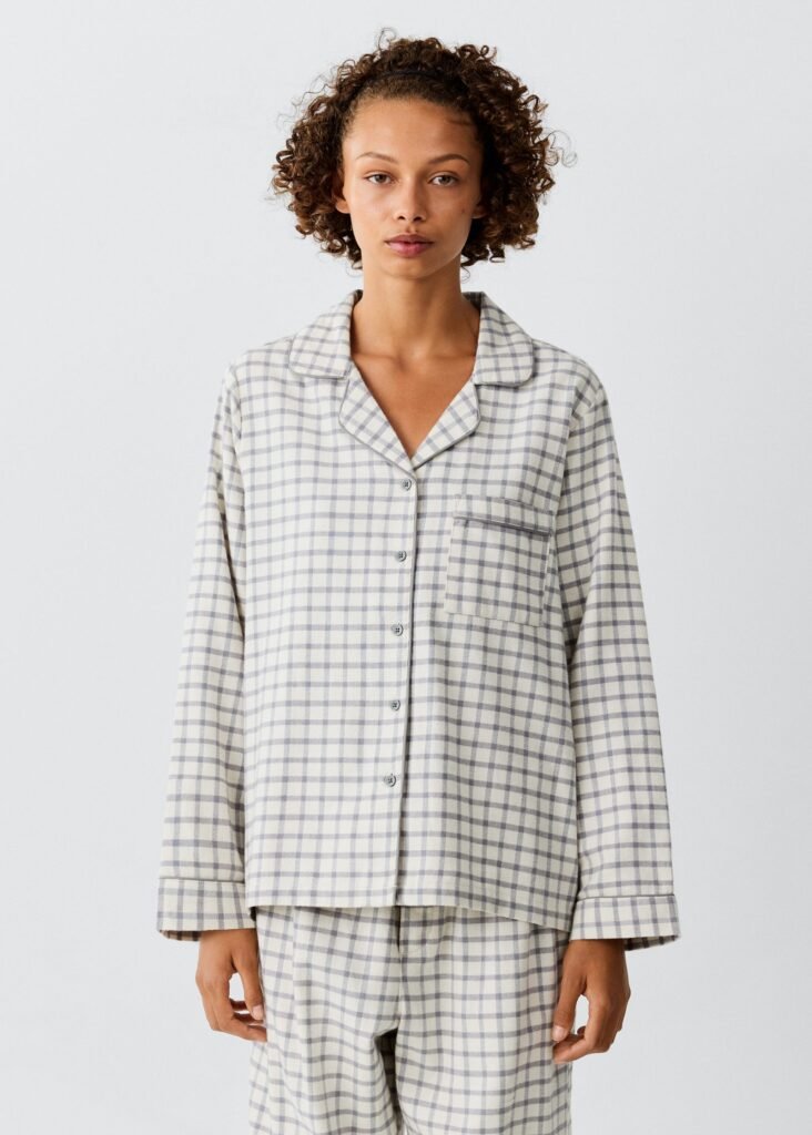 Pijama de algodão aos quadrados