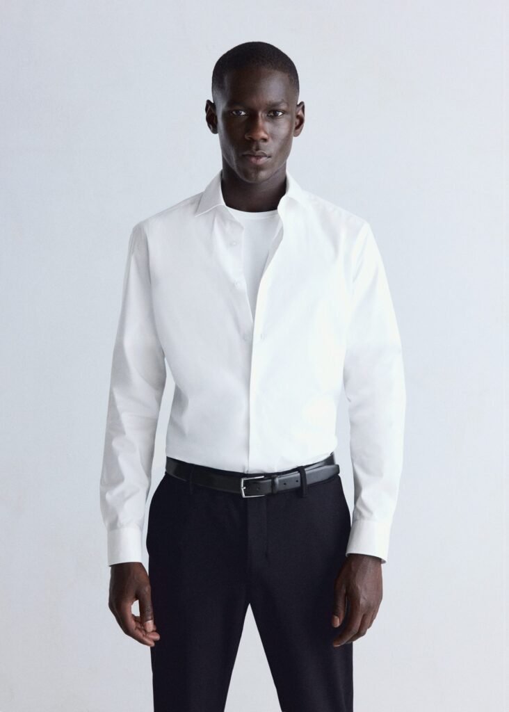 Camisa de algodão comfort stretch antivincos