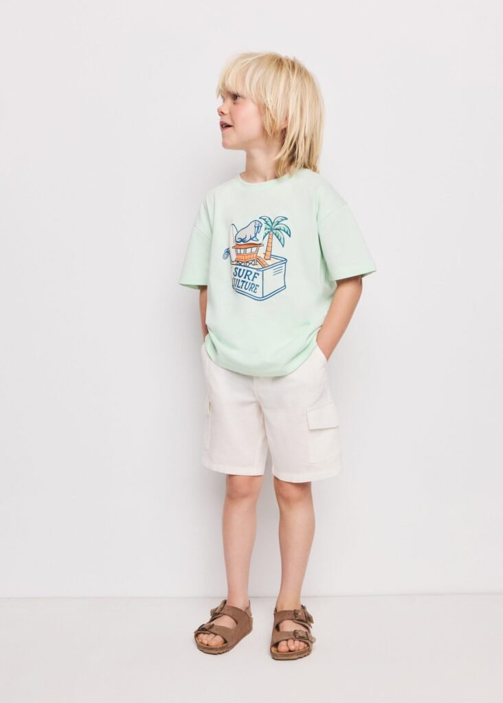 T-shirt de algodão com estampado à surfista