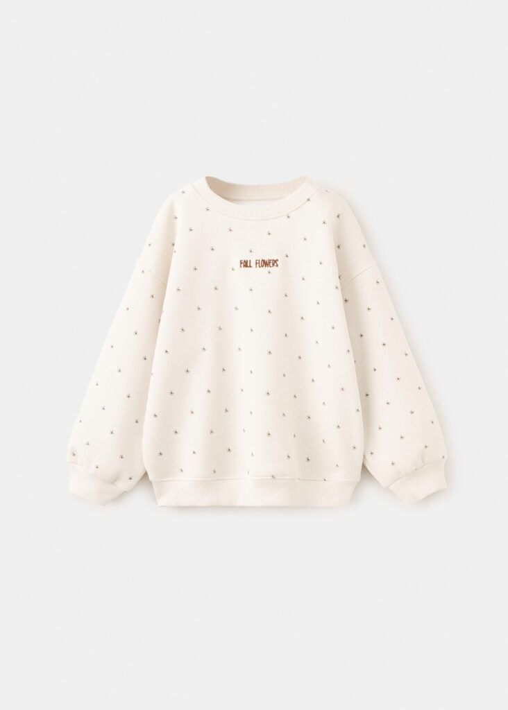 Sweatshirt às flores com pormenor bordado