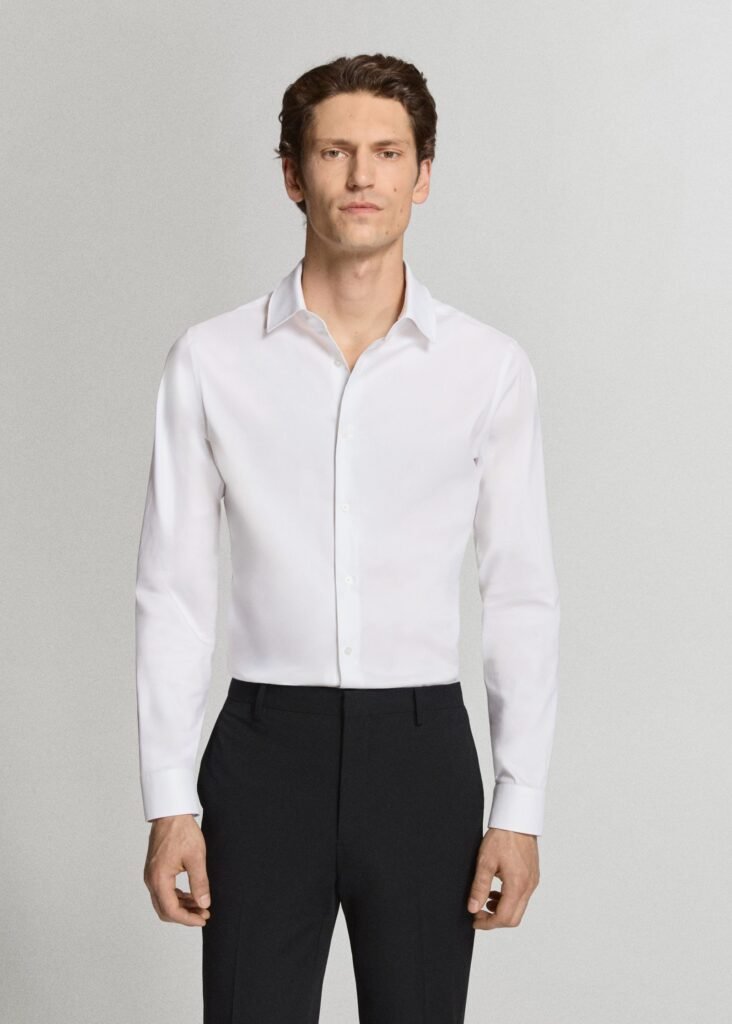 Camisa de fato super slim fit de algodão stretch