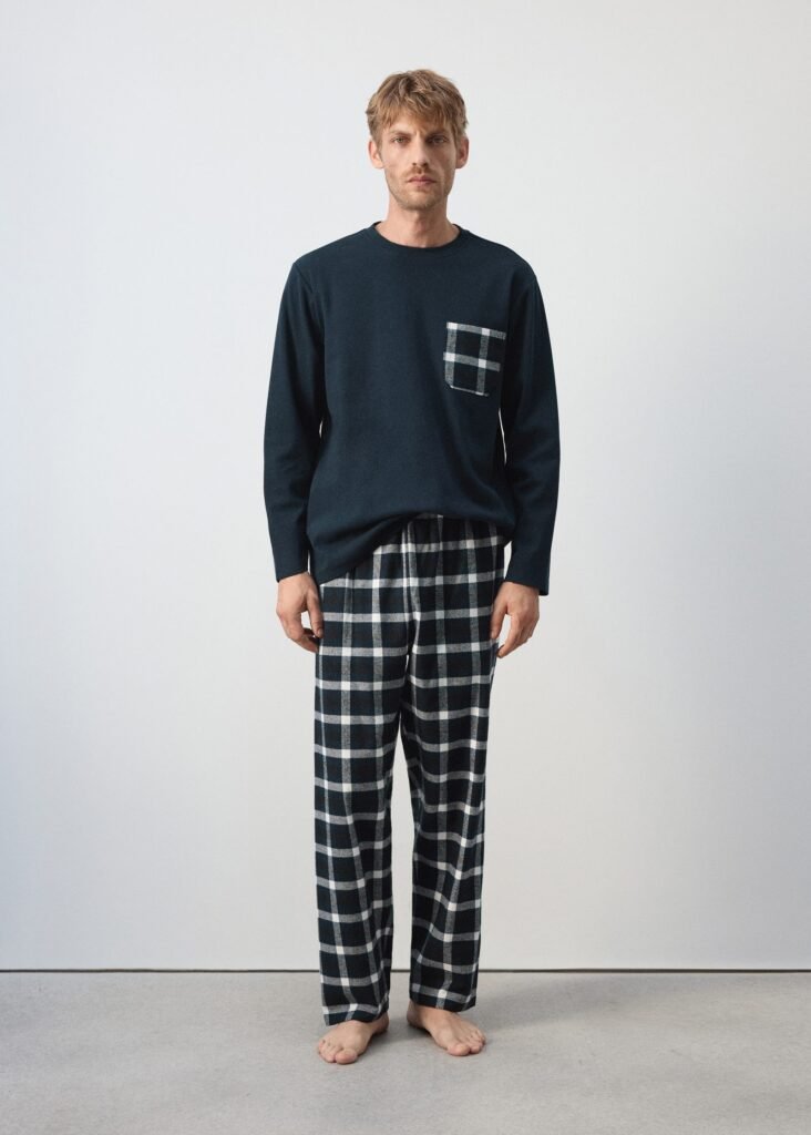 Pack de pijama de algodão aos quadrados