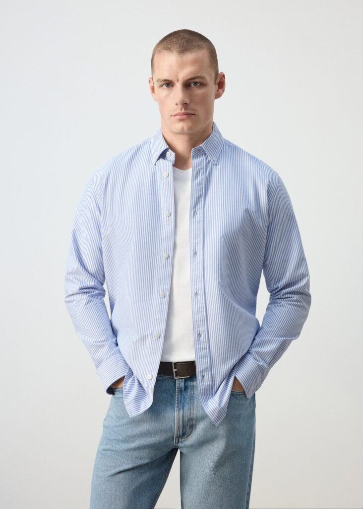 Camisa de 100% algodão às riscas