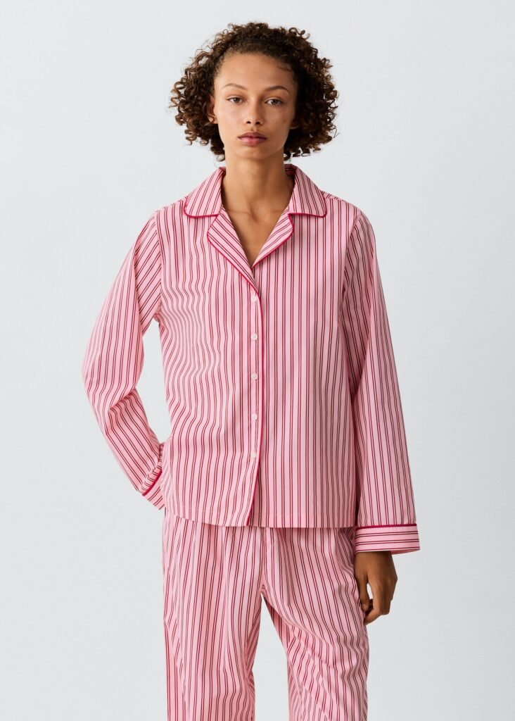 Pijama de algodão às riscas