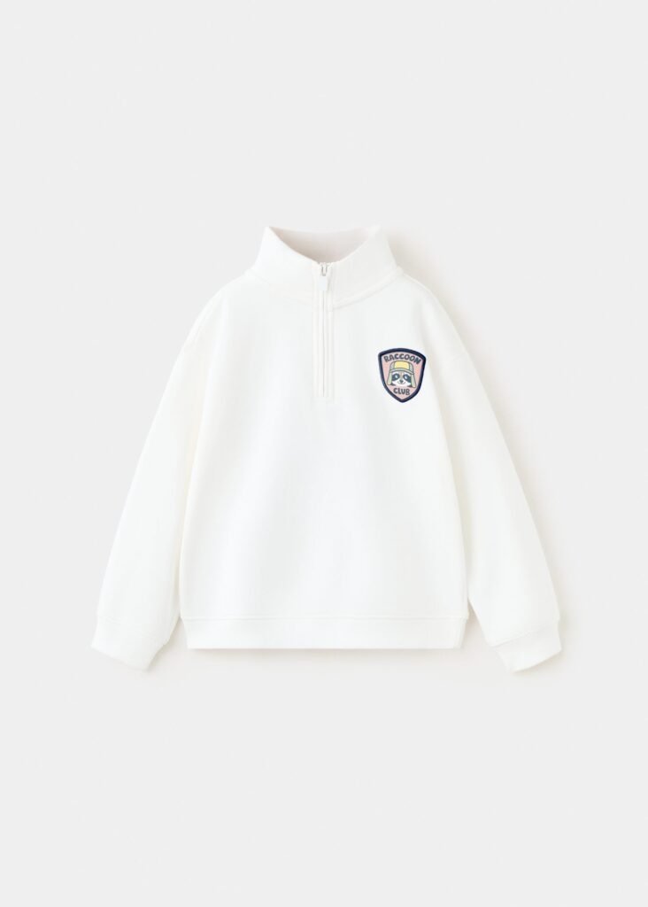 Sweatshirt estampada com gola perkins