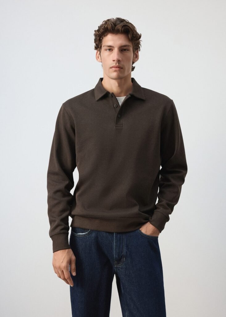 Sweatshirt regular fit com gola de polo
