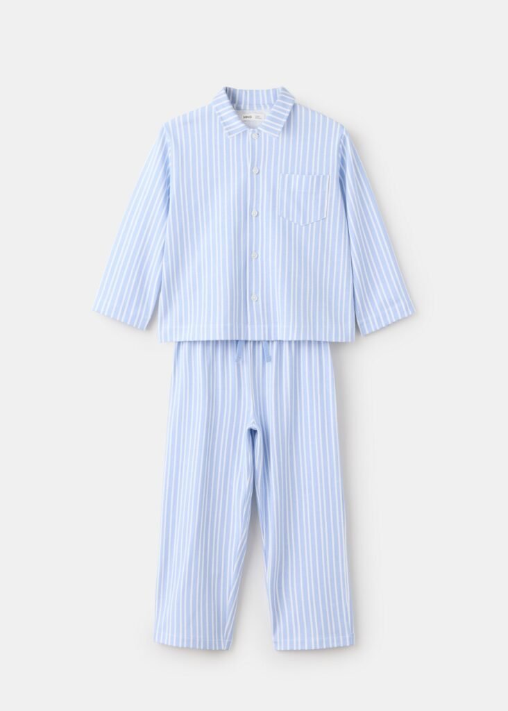 Pijama completo de algodão às riscas