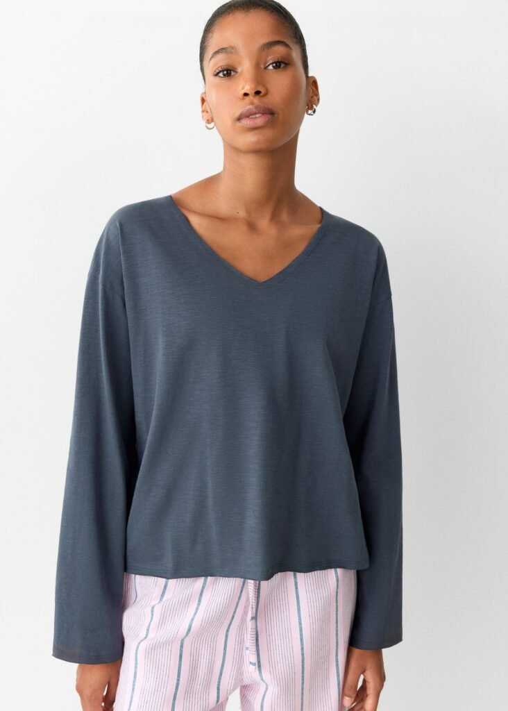 Pijama de algodão às riscas