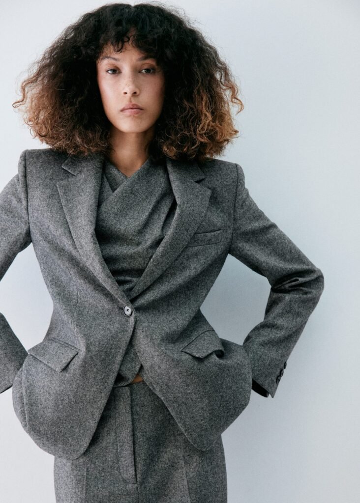 Blazer de fato de lã mesclada