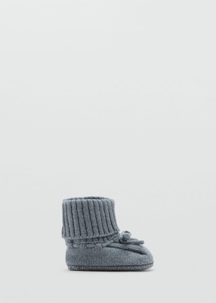 Botas de bebé de malha com laço