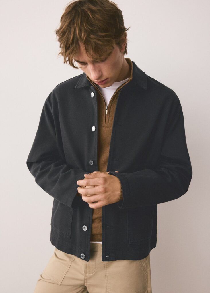 Sobrecamisa de ganga com bolsos