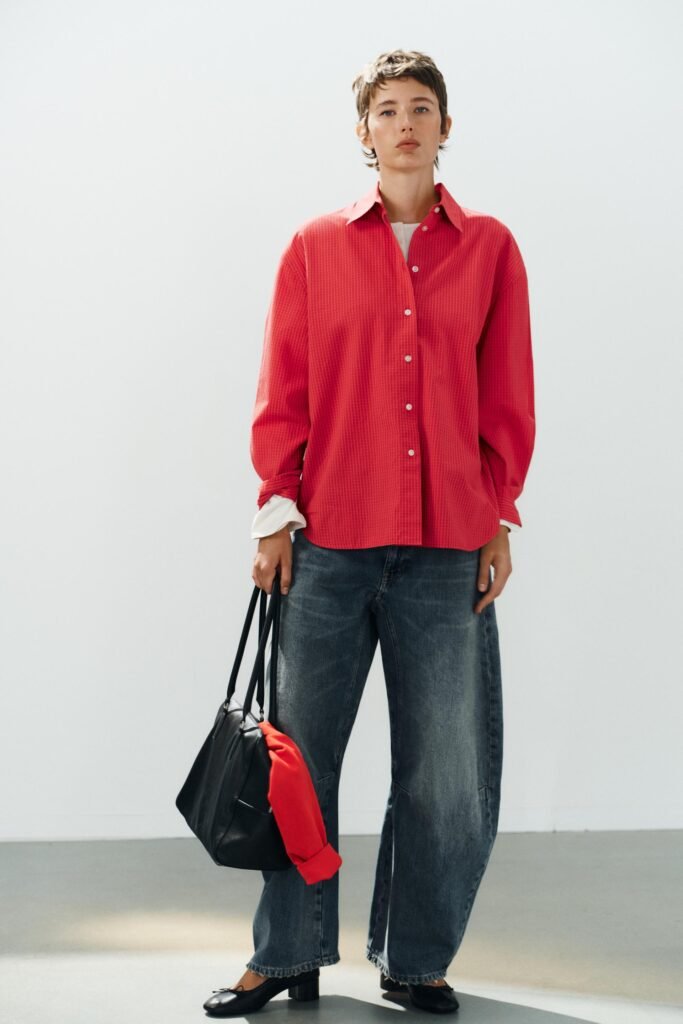CAMISA OVERSIZE EM POPELINA COM XADREZ