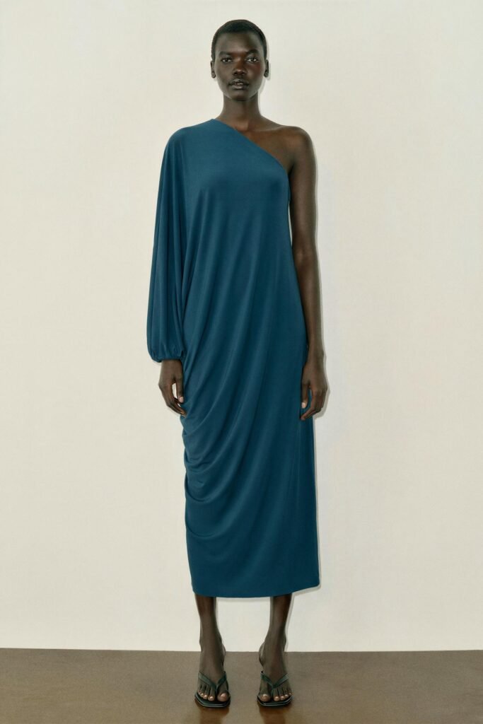 VESTIDO FLUIDO ASSIMÉTRICO
