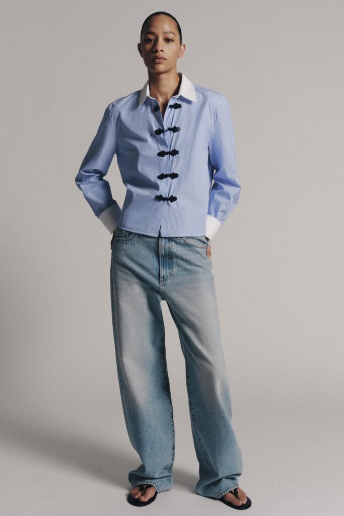 CAMISA ÀS RISCAS COM ALAMARES ZW COLLECTION